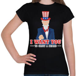 printfashion I want you to grow a beard - Női póló - Fekete (6838690)