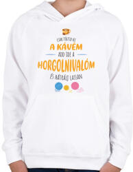 printfashion Csak töltsd ki a kávém - Horgolós - Gyerek kapucnis pulóver - Fehér (6980731)