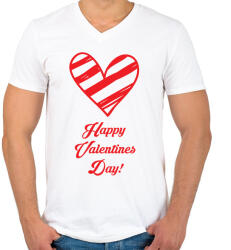 printfashion Happy Valentines day! - Férfi V-nyakú póló - Fehér (2182644)