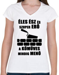 printfashion komuves meno - Női V-nyakú póló - Fehér (1627500)