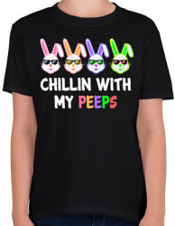 printfashion Chillin rabbits - Gyerek póló - Fekete (2401212)