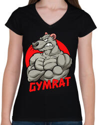 printfashion Gymrat 2 - Női V-nyakú póló - Fekete (14156570)
