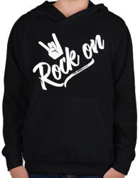 printfashion Rock n Roll - Gyerek kapucnis pulóver - Fekete (1514352)