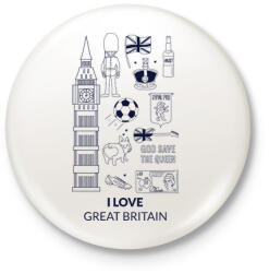 printfashion I LOVE GREAT BRITAIN - Kitűző, hűtőmágnes - Fehér (10546787)
