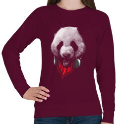 printfashion Elegáns panda - Női pulóver - Bordó (119374)