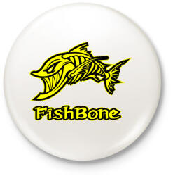 printfashion Fishbone 1 sárga - Kitűző, hűtőmágnes - Fehér (5977545)