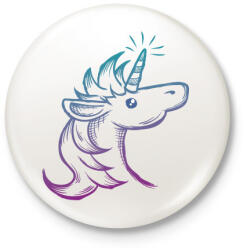 printfashion Unikornis - Kitűző, hűtőmágnes - Fehér (3081996)