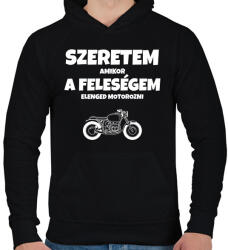 printfashion Szeretem, amikor a feleségem elenged motorozni - Férfi kapucnis pulóver - Fekete (11494892)