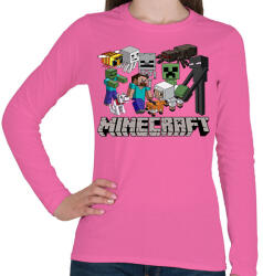 printfashion Minecraft karakterek - Női hosszú ujjú póló - Rózsaszín (2179264)
