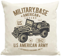 printfashion Amerikai katonai jeep - Párnahuzat, Díszpárnahuzat - Lenvászon (797771)