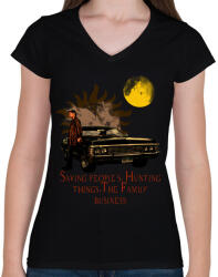 printfashion SPN- DEAN - Női V-nyakú póló - Fekete (4742665)