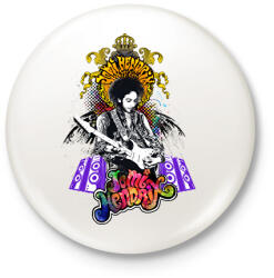 printfashion Jimi Hendrix - Kitűző, hűtőmágnes - Fehér (16834696)