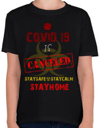 printfashion COVID19 CANCELED - Gyerek póló - Fekete (2422604)
