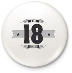printfashion b-day-18-dark-lightgrey - Kitűző, hűtőmágnes - Fehér (3076369)