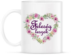 printfashion Feleség leszek (virágos szív) - Bögre - Fehér (6310152)