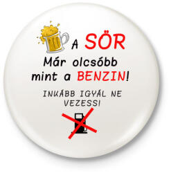 printfashion A SÖR OLCSÓBB - Kitűző, hűtőmágnes - Fehér (3081403)