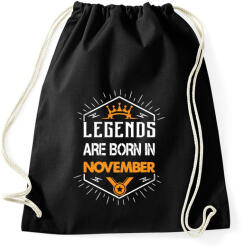 printfashion A legendák novemberben születnek - Sportzsák, Tornazsák - Fekete (413136)
