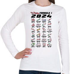 printfashion Formula 1 - 2024 versenynaptár (fekete) - Női hosszú ujjú póló - Fehér (14431794)