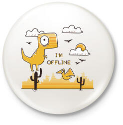 printfashion Google - Dínós játék - I am offline - Kitűző, hűtőmágnes - Fehér (4359498)