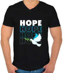 printfashion Hope felirat - Férfi V-nyakú póló - Fekete (13959544)