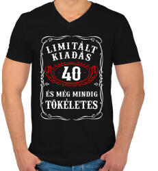 printfashion 40 éves limitált kiadás születésnapra - Férfi V-nyakú póló - Fekete (1761345)