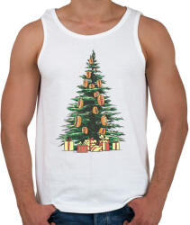 printfashion Karácsonyfa hotdoggal - Férfi atléta - Fehér (14604505)