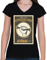 printfashion Néhány ember autószerelőnek szólít - Női V-nyakú póló - Fekete (6563642)
