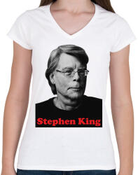 printfashion King portré - Női V-nyakú póló - Fehér (10977379)