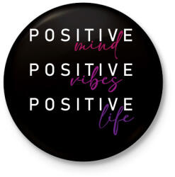 printfashion Positive mind Positive vibes positive vibes - Kitűző, hűtőmágnes - Fekete (16393918)