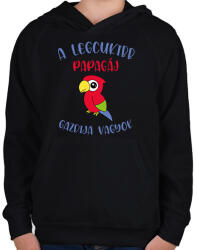 printfashion A legcukibb papagáj gazdija - Gyerek kapucnis pulóver - Fekete (7025951)