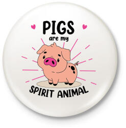 printfashion Spirit animal - pig - Kitűző, hűtőmágnes - Fehér (14715621)