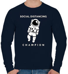 printfashion Social Distancing Champion - Férfi pulóver - Sötétkék (2543039)