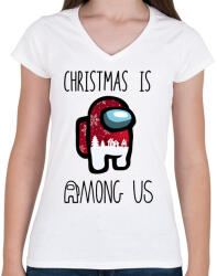 printfashion Christmas is Among Us - Női V-nyakú póló - Fehér (4118851)