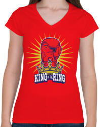 printfashion King of the ring - Női V-nyakú póló - Piros (2286813)