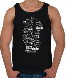 printfashion cica többnyelven - Férfi atléta - Fekete (5612721)