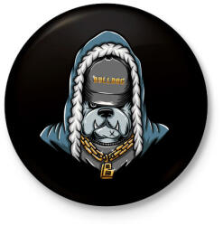 printfashion Gangster Bulldog - Kitűző, hűtőmágnes - Fekete (3621058)