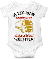 printfashion Kamionos szülinapja augusztus - Baba Body - Fehér (5695246)