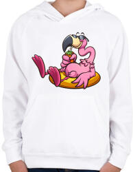 printfashion Flamingo - Gyerek kapucnis pulóver - Fehér (15865705)