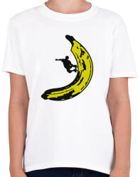 printfashion Banán deszkás - Gyerek póló - Fehér (309299)