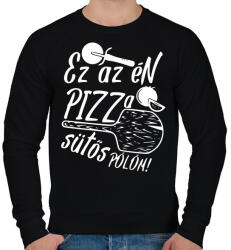 printfashion Pizza sütős pólóm - Férfi pulóver - Fekete (5377907)