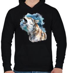 printfashion Farkas - Férfi kapucnis pulóver - Fekete (16517976)