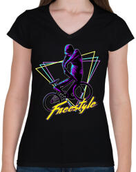 printfashion Bmx - Női V-nyakú póló - Fekete (14238016)