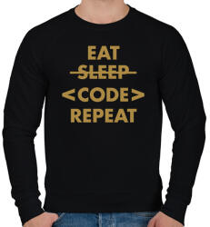 printfashion Eat, Code, Repeat - Férfi pulóver - Fekete (7239747)