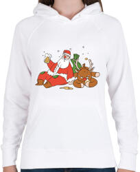 printfashion Részeg télapó - Női kapucnis pulóver - Fehér (15162025)