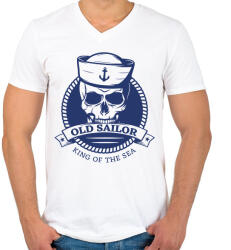 printfashion Old sailor - Férfi V-nyakú póló - Fehér (13270442)