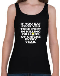 printfashion If you eat eggs. . . - vegán aktivista grafika - #10 - Női atléta - Fekete (3910210)