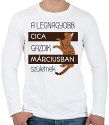 printfashion A legnagyobb cica gazdi - hónappal - Férfi hosszú ujjú póló - Fehér (6305230)