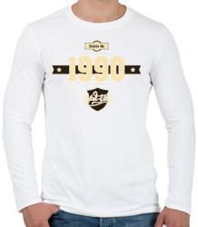 printfashion born-in-1990-cream-choco - Férfi hosszú ujjú póló - Fehér (631311)