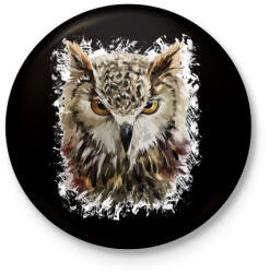 printfashion bagoly - Kitűző, hűtőmágnes - Fekete (6000069)