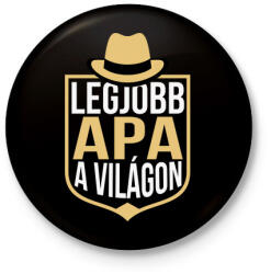 printfashion Legjobb apa a világon - Kitűző, hűtőmágnes - Fekete (3102829)